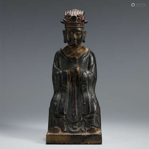 CHINESE BRONZE GILT LACQUERED FIGURE STATUE TABLE ITEM