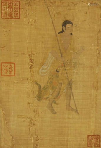 CHINESE SILK HANDSCROLL PAINTING OF FIGURE OF AN IMMORTAL