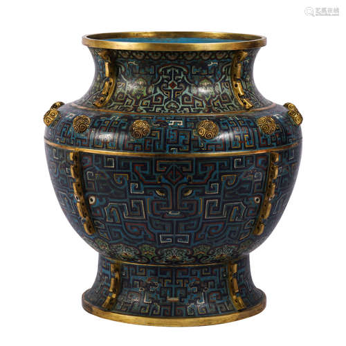 CHINESE CLOISONNE BEAST PATTERN JAR