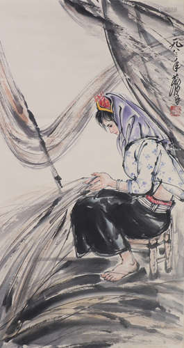 CHINESE PAINTING OF GIRL BY HUANG ZHOU