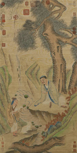 CHINESE PAINTING OF FIGURE UNDER THE PINE TREES