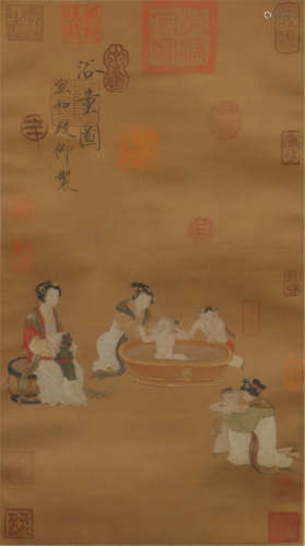 CHINESE SILK HANDSCROLL PAINTING OF SONG HUIZONG