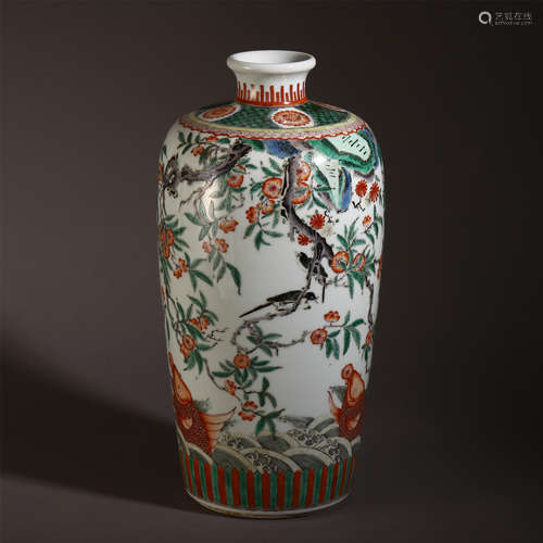 CHINESE FAMILLE ROSE FLOWER AND BIRD MOTIF VASE