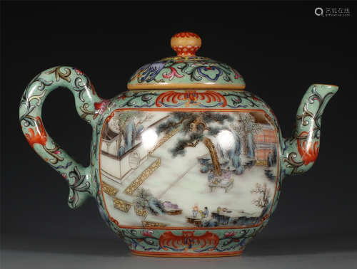 CHINESE FAMILLE ROSE PORCELAIN TEA POT