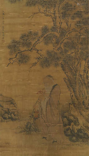 CHINESE SILK HANDSCROLL PAINTING OF YAN HUI