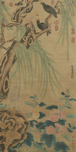 CHINESE PAINTING OF BIRDS ON THE WILLOWS