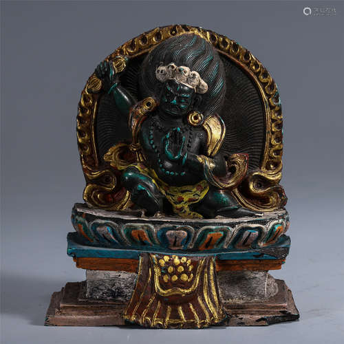 CHINESE STONE CARVED MAHAKALA BUDDHA STATUE