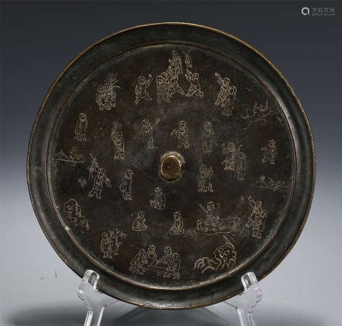 CHINESE BRONZE ROUND MIRROR