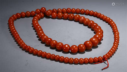 CHINESE RED AGATE CARVING NECKLACE