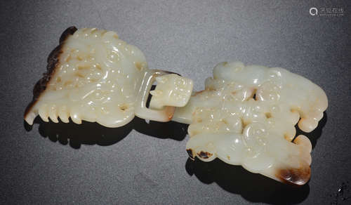 CHINESE ANCIENT JADE CARVED BELT BUCKLE