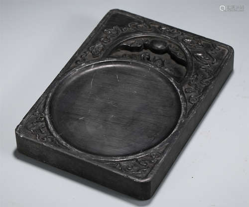 CHINESE CARVED FLOWER PATTERN INKSTONE