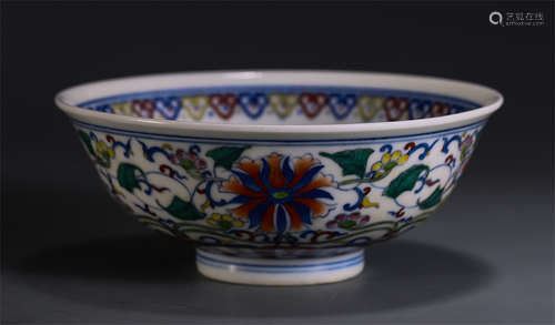 CHINESE WUCAI PORCELAIN FLOWERS PATTERN BOWL