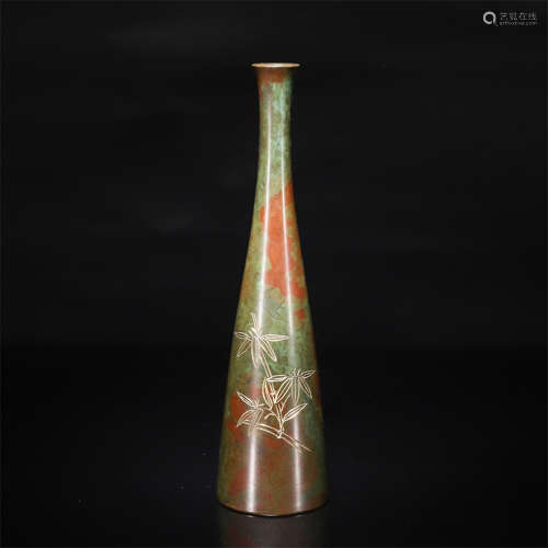 A Chinese Bronze Vase with Bamboo Pattern