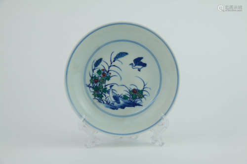 A Chinese Doucai Floral
 Porcelain Plate