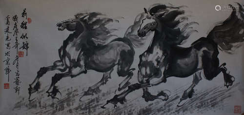 A Chinese Horses Painting, Ge Jianguang Mark