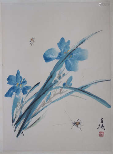 A Chinese Insect and Grass Painting,Bai Bohua Mark