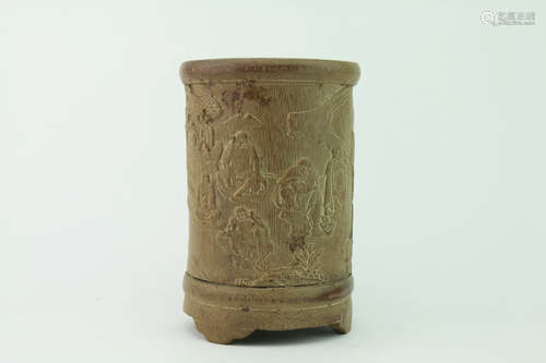 A Chinese Bamboo Figure Brush Pot