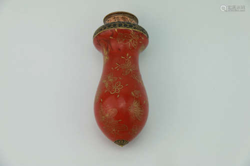 A Chinese Copper-Red Cricket Jar