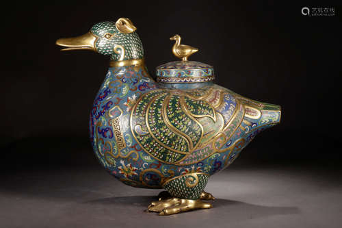 A CLOISONNE ENAMEL Duck Censer