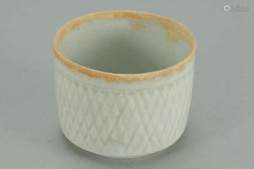 A Chinese Pale-Celadon-Glazed Porcelain Brush Pot