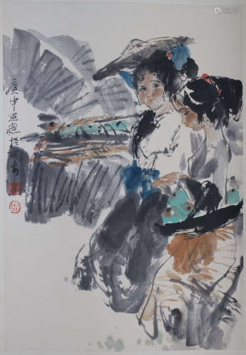 A Chinese Figure Painting,Zhou Sicong Mark