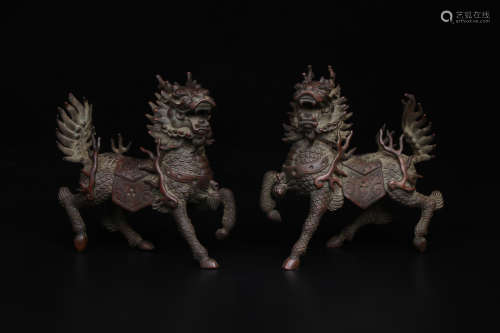 A Chinese Bronze Kylin Ornament