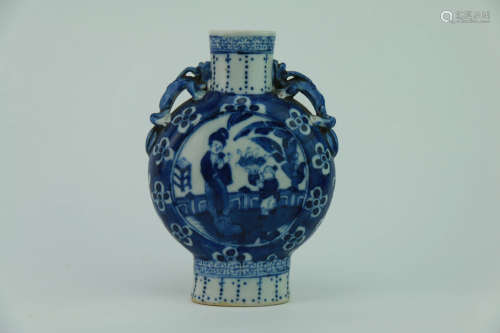 A Chinese Blue and White Figure Painted Porcelain Vase