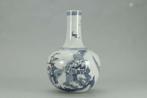 A Chinese Blue and White Porcelain Vase with Figure
Pattern