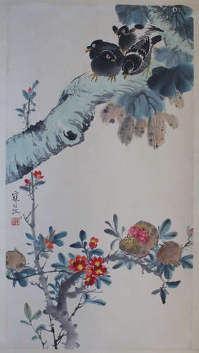 A Chinese Flower and Bird
Painting,Jiang Hanting Mark