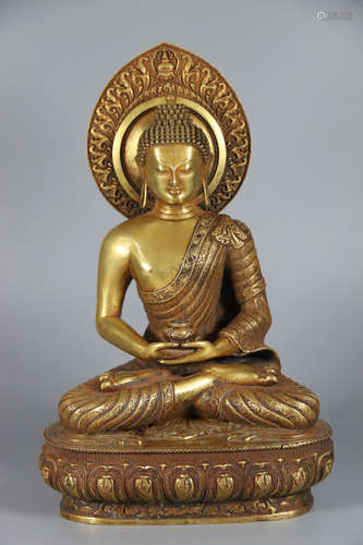 A Chinese Gilt- Bronze Figure of Sakyamuni