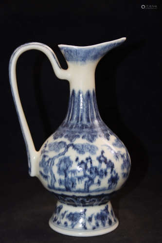 A Chinese Blue and White Porcelain
Pot with Handle