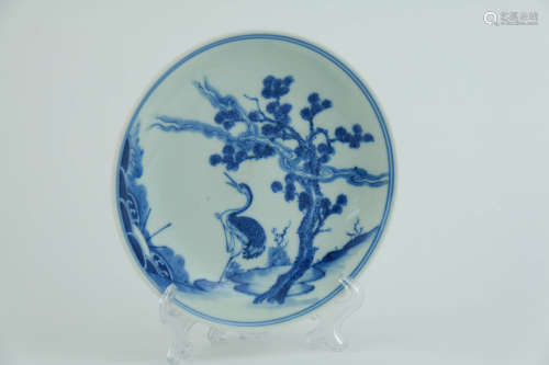 A Chinese Blue and White Flower&Bird Pattern Porcelain Plate