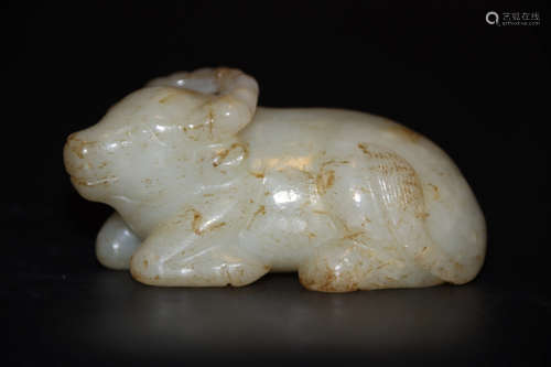 A Chinese Hetian Jade Buffalo