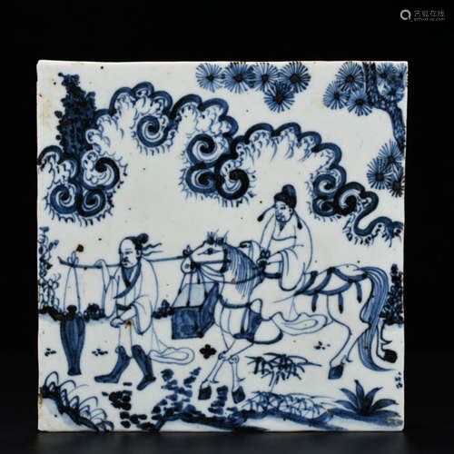 A Chinese Blue and White Porcelain Wall Tile