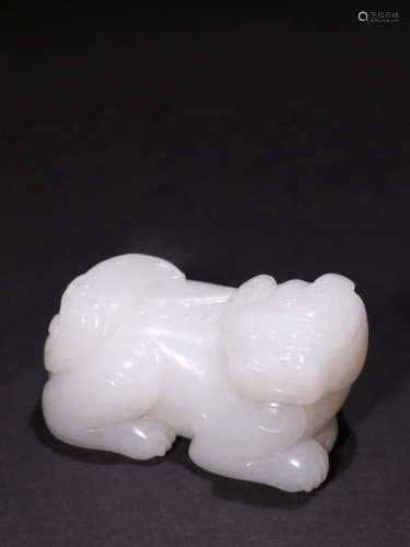 A Chinese Hetian Seed Jade Beast Ornament