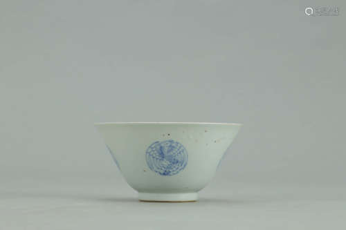 A Chinese Blue and White Phoenix Pattern Porcelain Cup