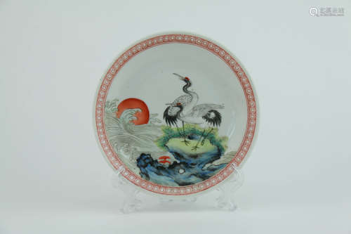 A Chinese Famille Rose Floral Porcelain Plate