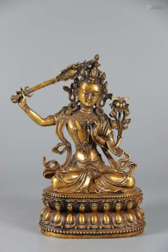 A Chinese Gilt-Bronze Figure of Manjusri