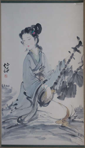 A Chinese Court Lady Painting,Bai Bohua Mark