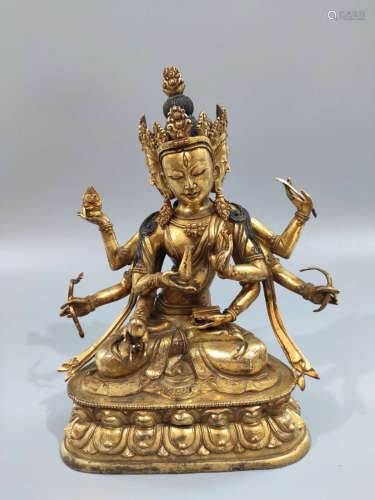A Chinese Gilt-Bronze Figure of Bodhisattva