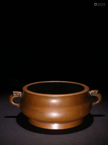 A Chines Bronze Censer with Dragon Handles