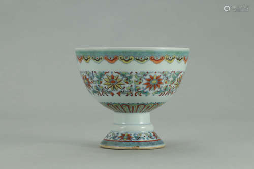 A Chinese Doucai Floral
 Porcelain Cup