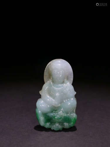 A Chinese Jadeite Avalokitesvara Pendant
