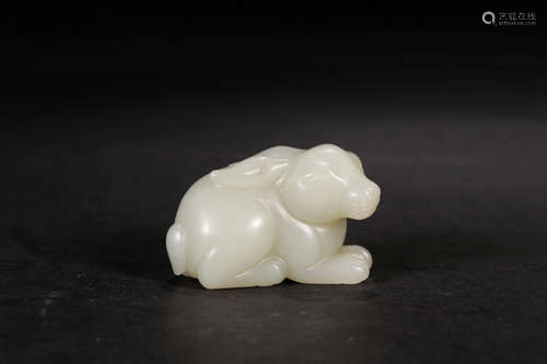 A Chinese Hetian Jade Rabbit Ornament