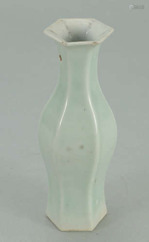 A Chinese Hexagonal Pale-Celadon-Glazed Vase