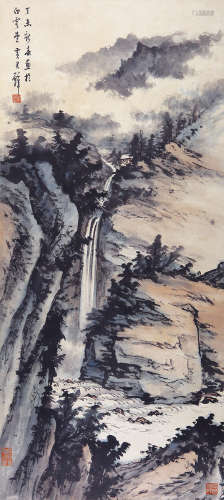 黄君璧（1898-1991）高山流水 设色纸本 镜心 1967年作