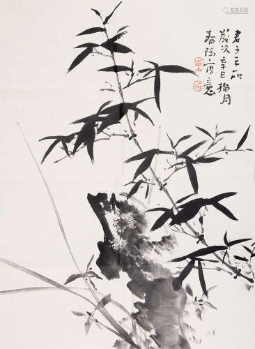 霍春阳（b.1946）君子之品 水墨纸本 镜片