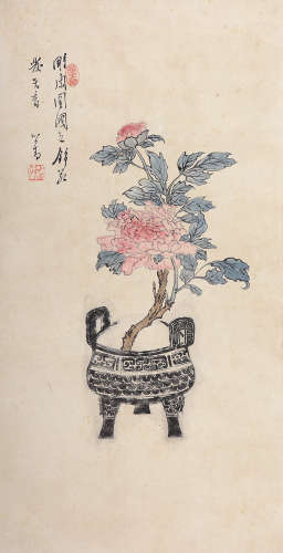 溥儒（1896-1963）国色天香 设色纸本 镜心