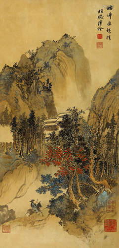 溥佺（1913-1991）秋山景 设色纸本 立轴