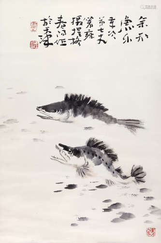 霍春阳（b.1946）余知渔乐 设色纸本 立轴